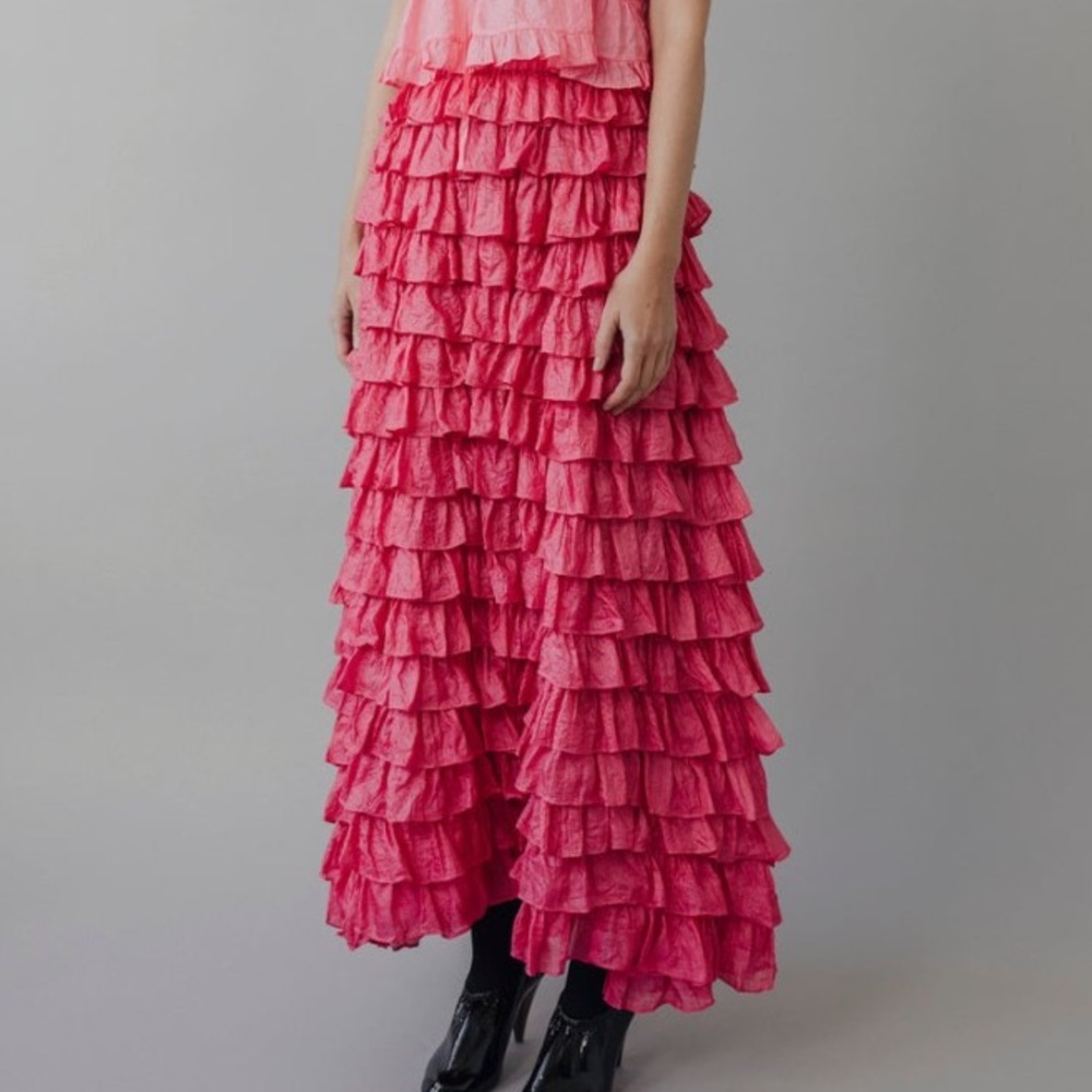 Anaak Pavlova Ruffle Skirt in Shocking Pink - Picture 2 of 8